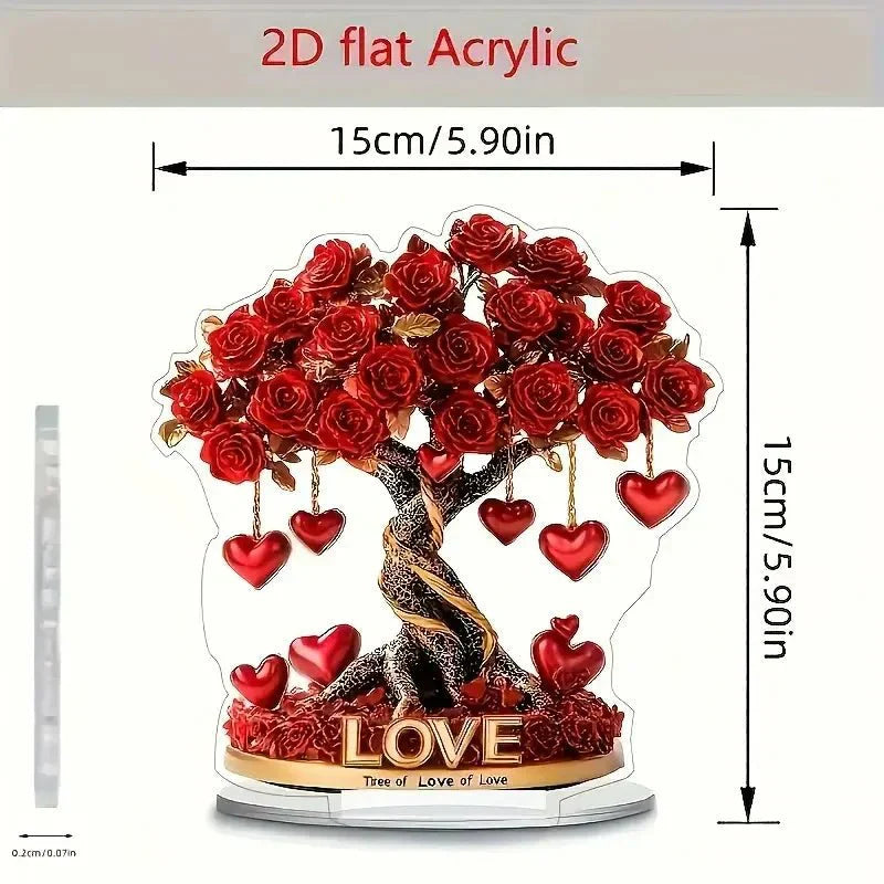 Aurora Heart Gem Elegantní krystalový růžový strom ve tvaru srdce se zlatým podstavcem