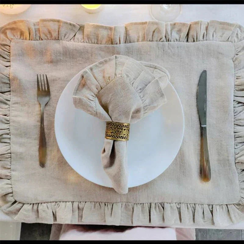 Astra Linen Napkin Handmade With A Fine Ruffled Edge