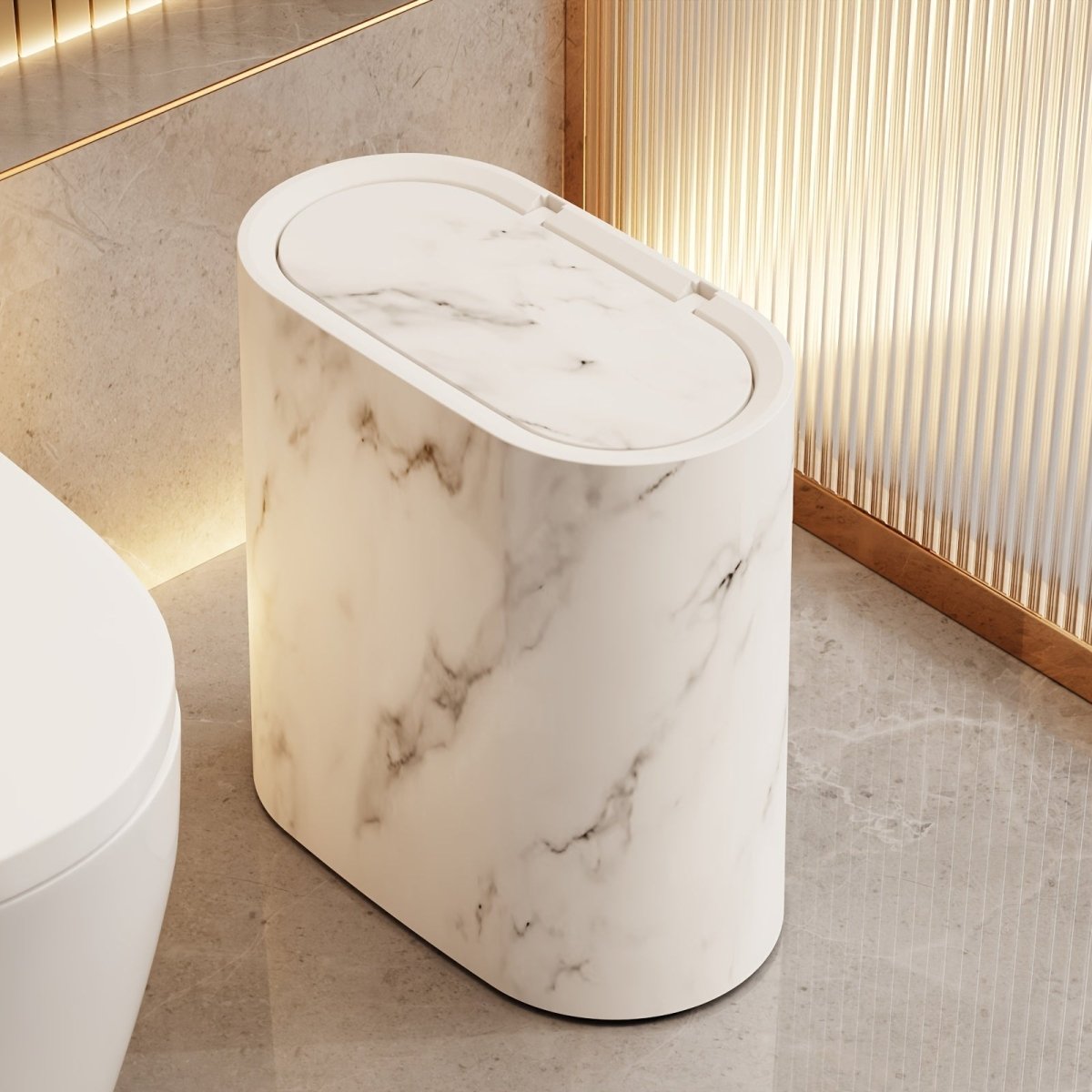 Elegantní oválný odpadkový koš pro moderní interiérový styl