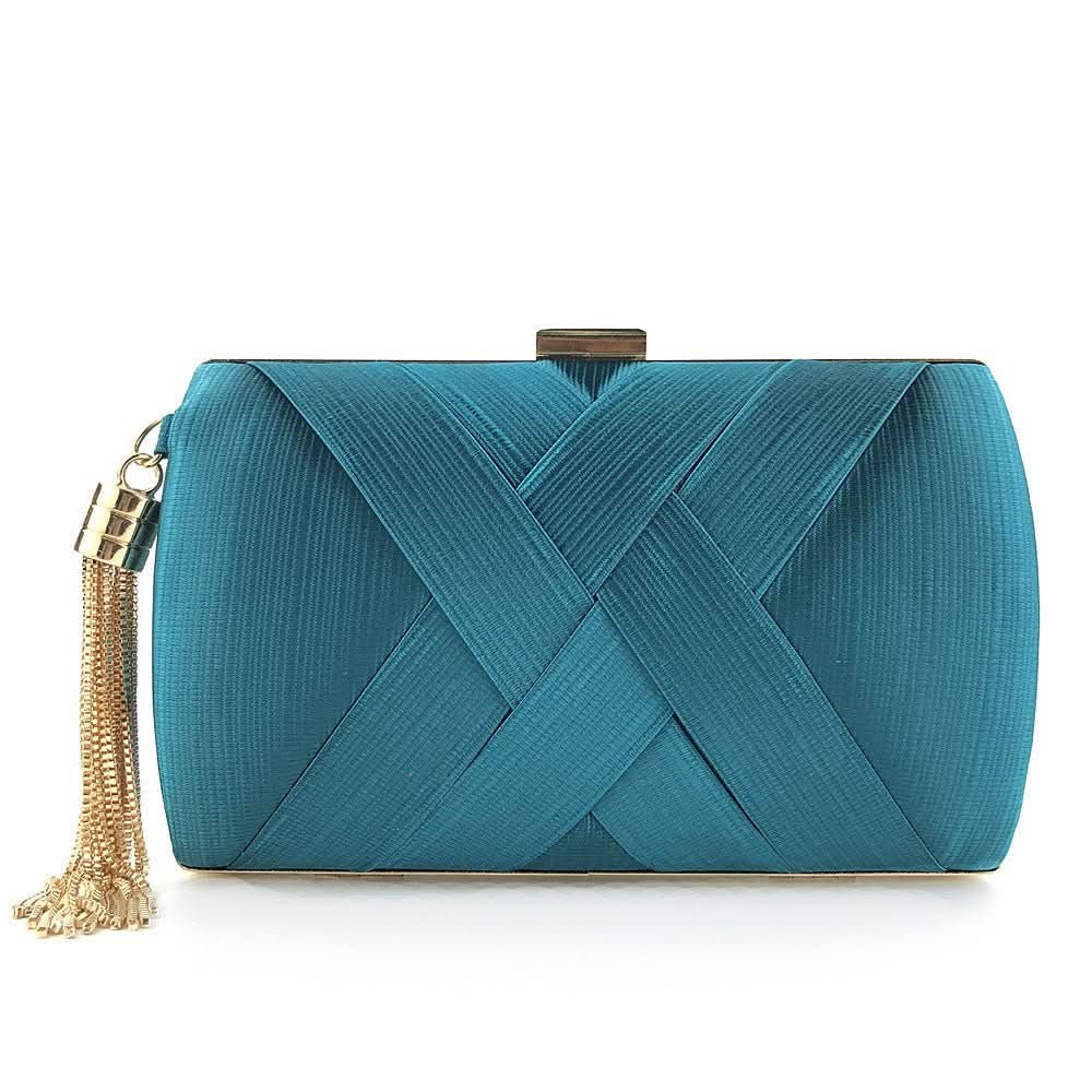 Elegante Satin-Abendclutch mit Quasten-Detail