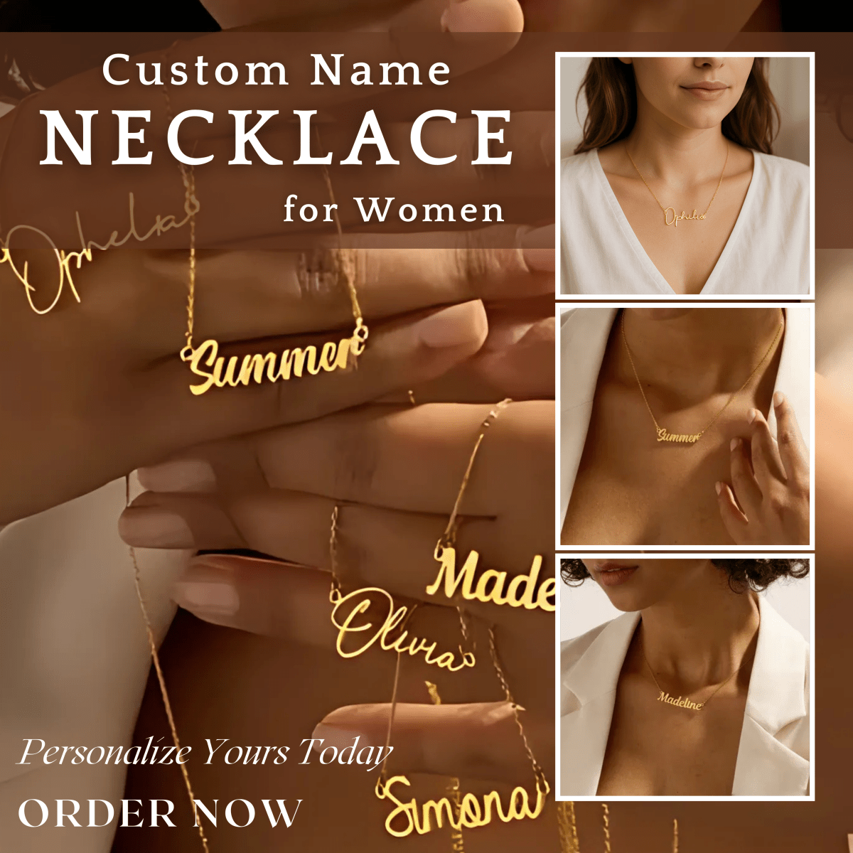 Aurea Personalized Name Necklace In Stainless Steel For Women