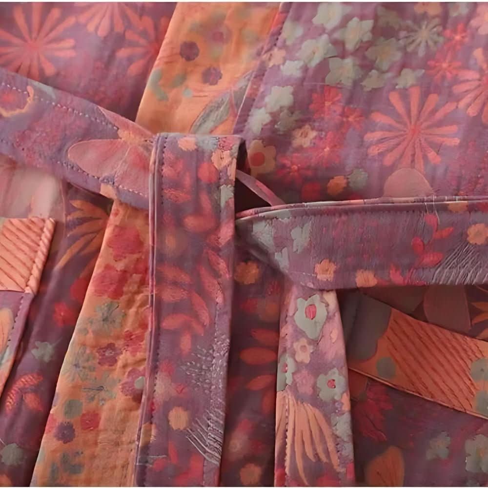 LuxePrint Robe: Elegant Cotton Bathrobe With Retro Prints