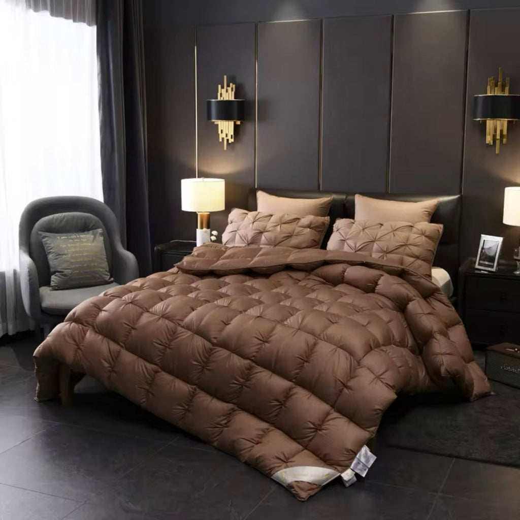 Liora Brown Comforter With Goose Down For Lightweight Luxury