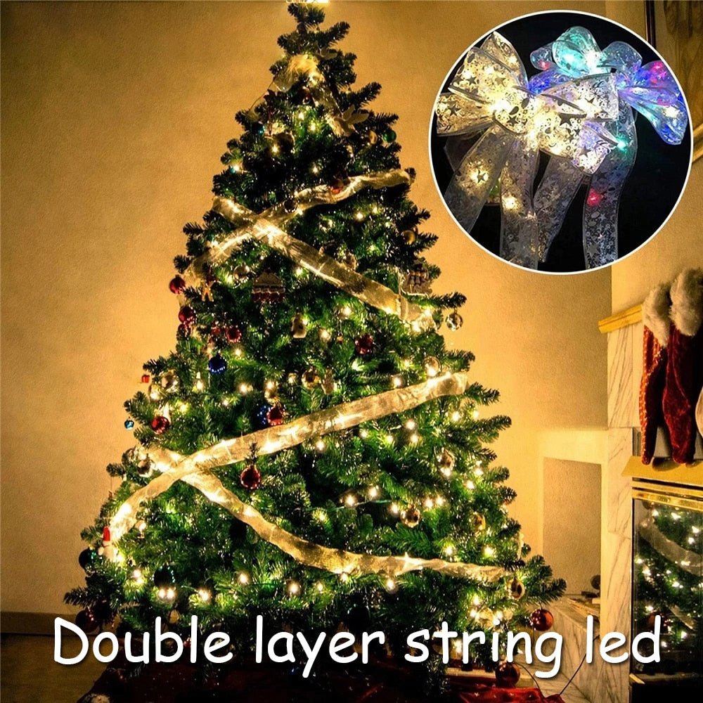 TwinkleGrove Double Layer LED String Lights for Christmas Trees