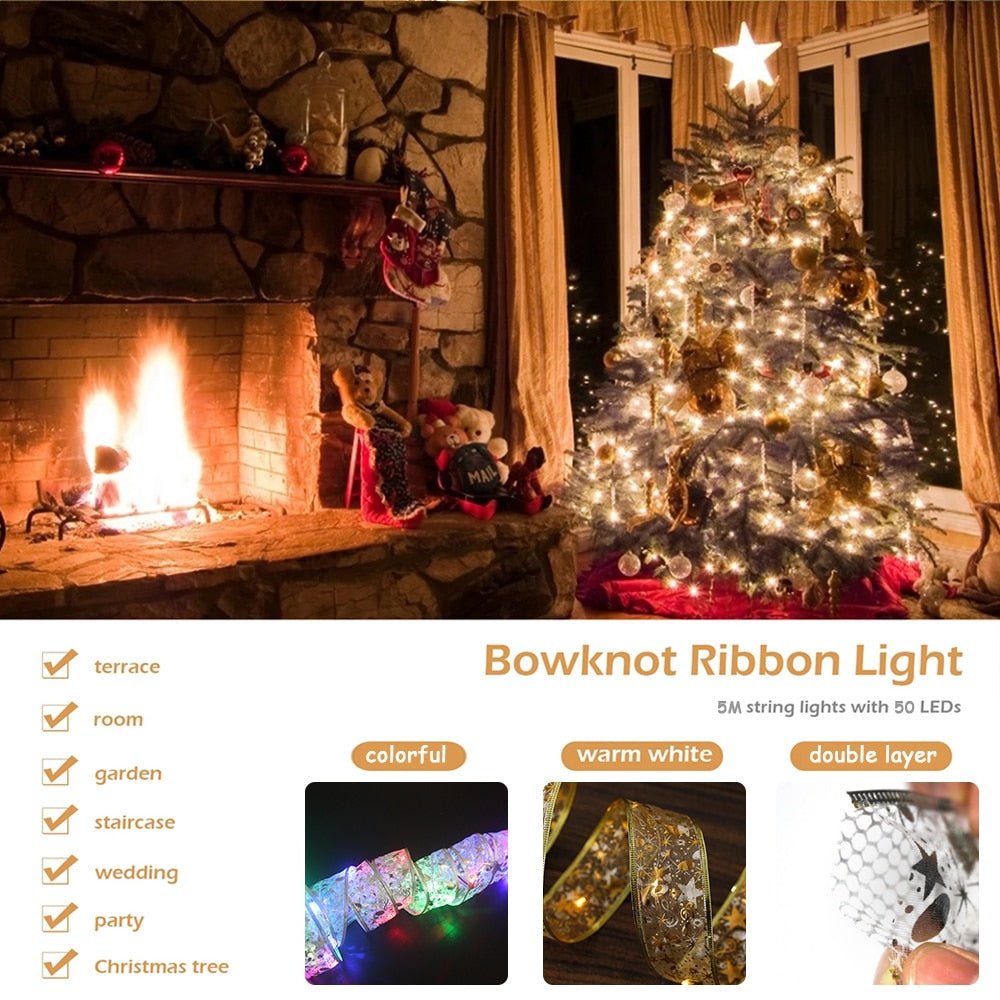 TwinkleGrove Double Layer LED String Lights for Christmas Trees