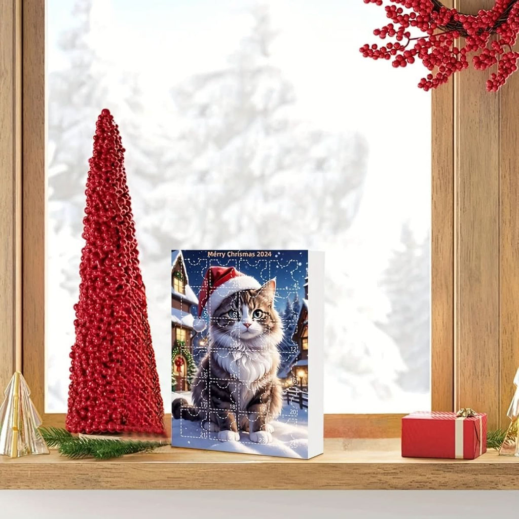 WhiskerCharm Calendario Dell'Avvento Gatto 24 Giorni Con Ciondoli Acrilici Vintage