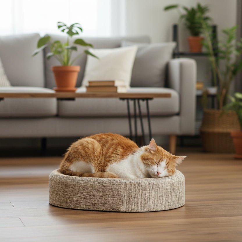 WhiskerNest Braided Oval Sisal Cat Lounger For Scratching And Cozy Sleeping