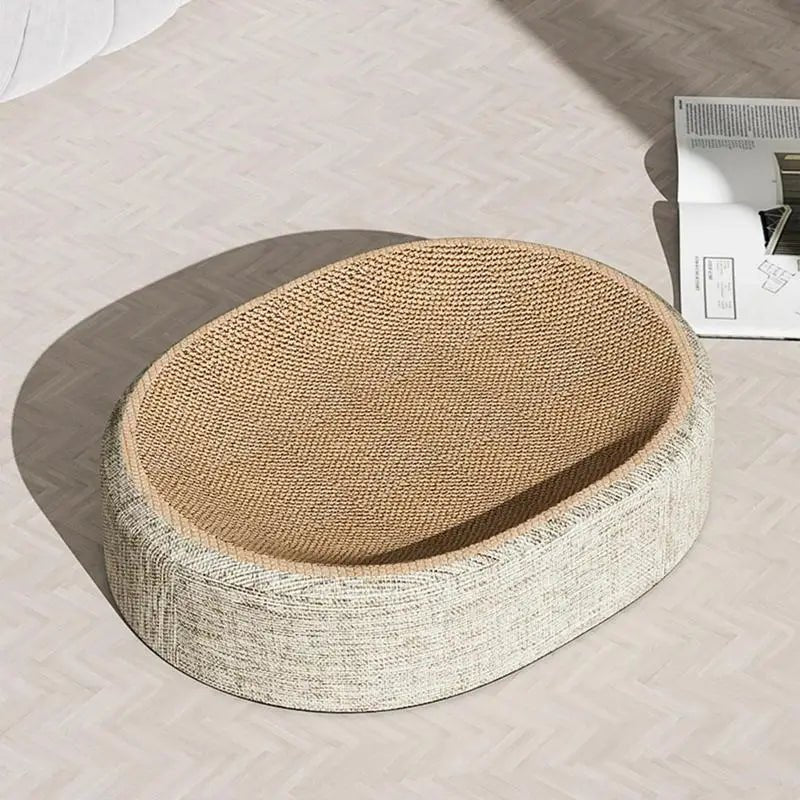 WhiskerNest Braided Oval Sisal Cat Lounger For Scratching And Cozy Sleeping