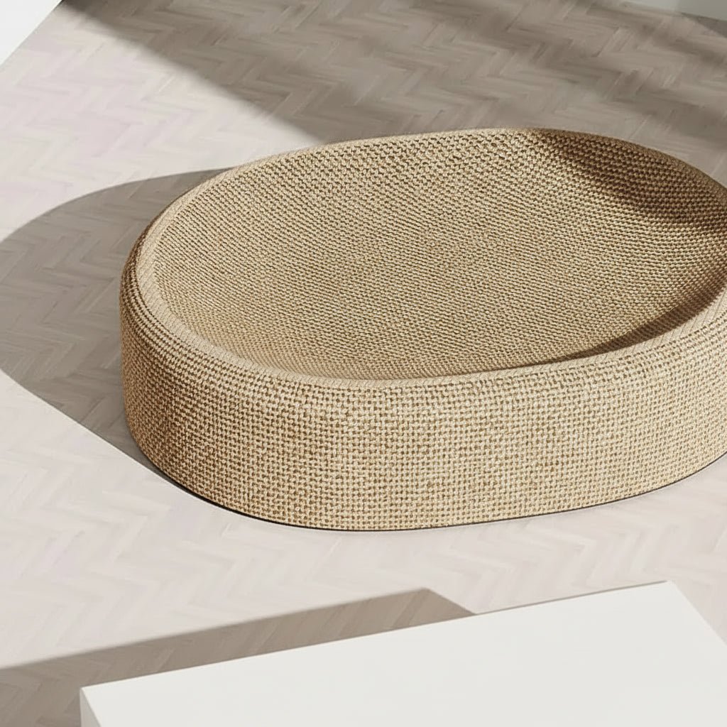 WhiskerNest Braided Oval Sisal Cat Lounger For Scratching And Cozy Sleeping