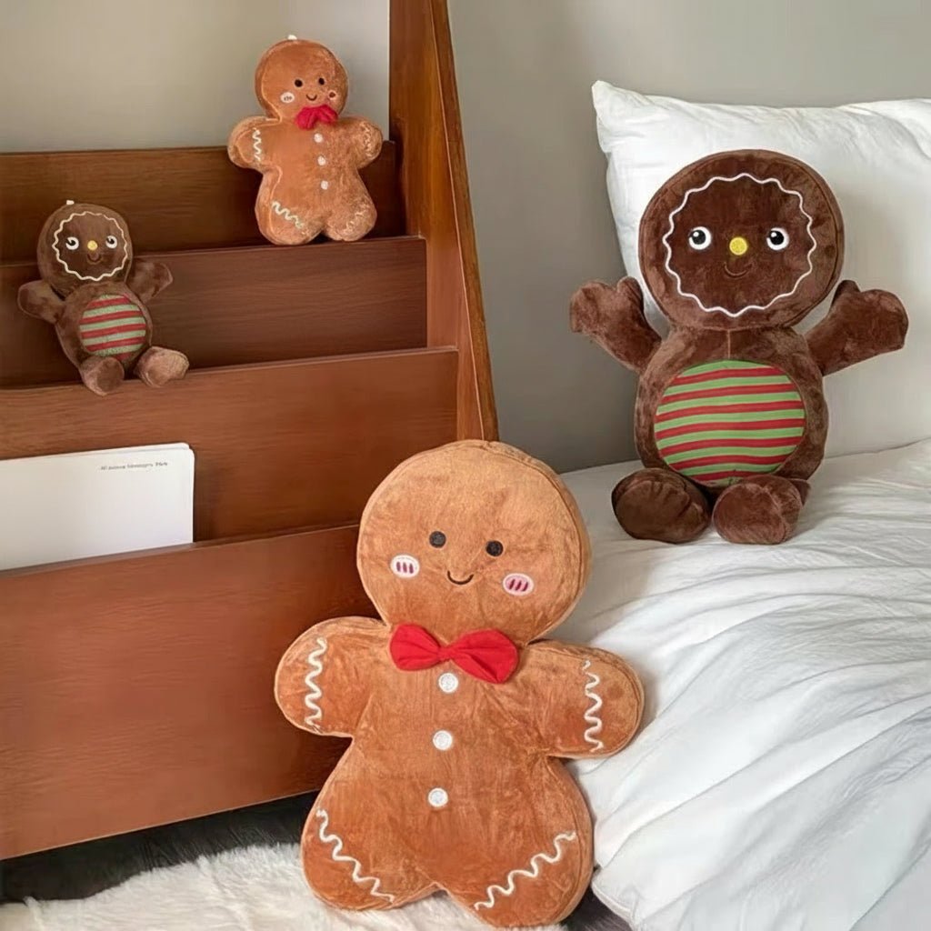 GingerGlow Plüsch Lebkuchen-Kissen für gemütliche festliche Atmosphäre