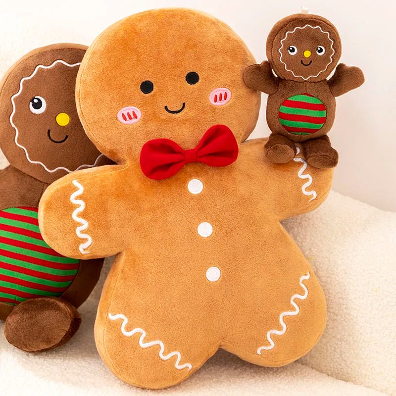 GingerGlow Plüsch Lebkuchen-Kissen für gemütliche festliche Atmosphäre