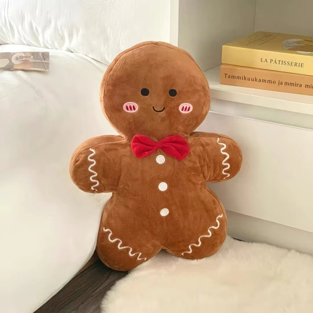 GingerGlow Plüsch Lebkuchen-Kissen für gemütliche festliche Atmosphäre