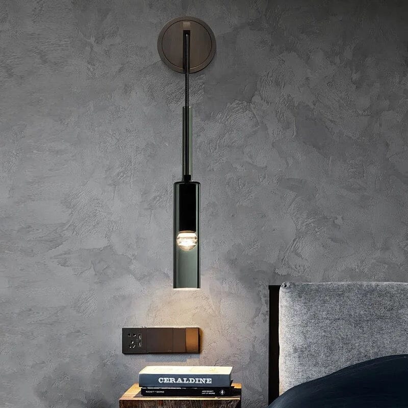 Vellara Smoky Gray Glass Wall Light With Luxe Finish