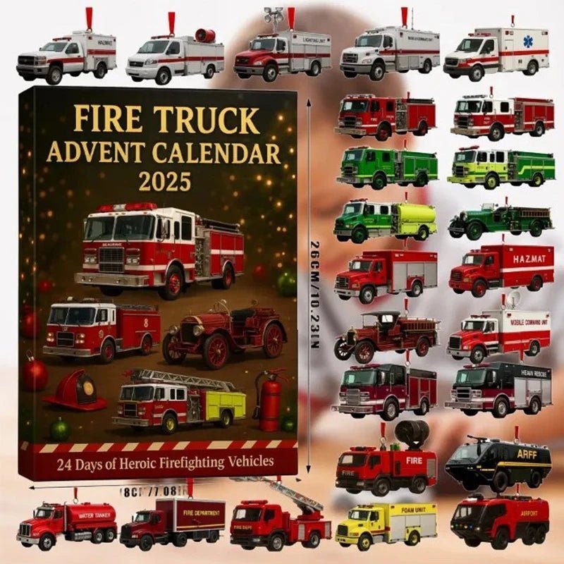 BlazeTrail 2025 Vánoční adventní kalendář s 24 dny a hasičským vozem pro děti s veselým odpočtem