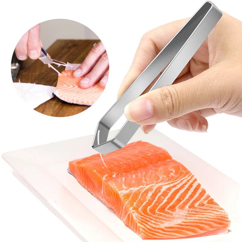 FinGrip Stainless Steel Fishbone Tweezers For Quick Deboning