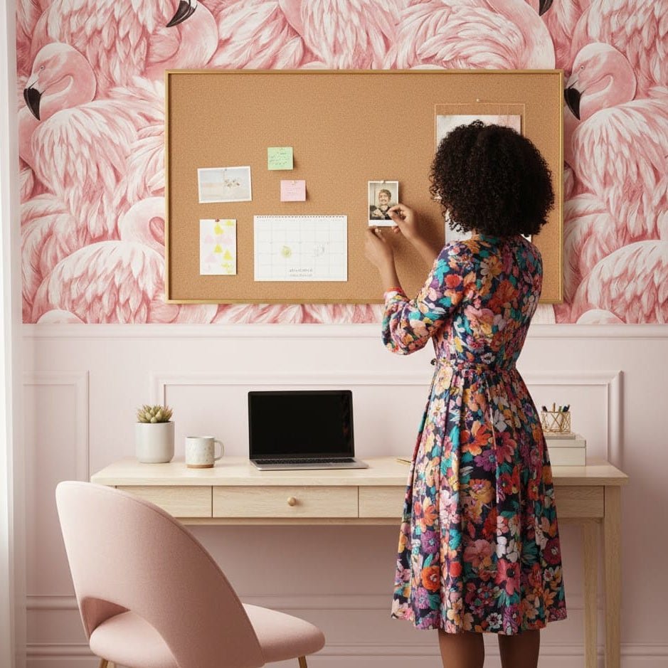 Azure Leaf Flamingo Rose Tapet Til Soveværelsesvægge 10 M X 52 Cm