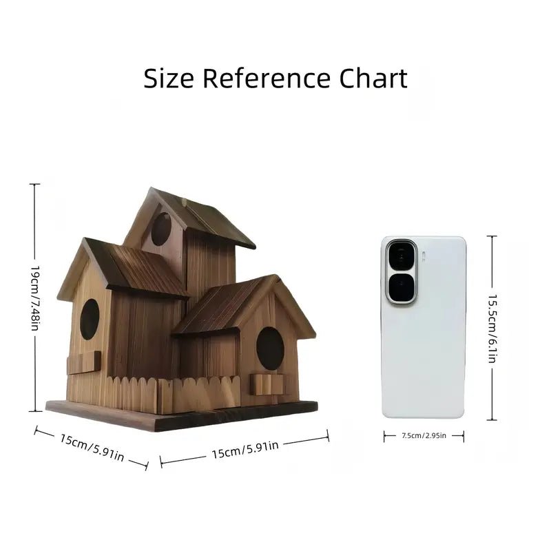 HarvestWood Rustic Birdhouse With Solid Wood And Many Nesting Chambers Outdoor Use