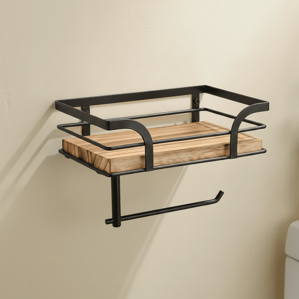AquaNest Supporto da Parete Decorativo in Ferro per Asciugamani e Conservazione in Bagno