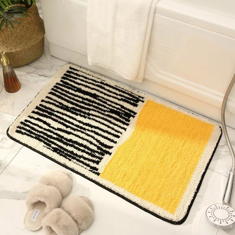 Aurelia Artistic Handmade Abstract Bath Mat With Non Slip Design