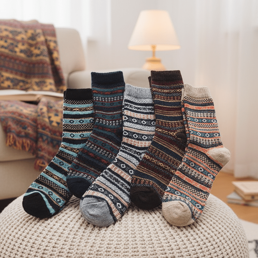 GlacierWeave Unisex Woll- und Baumwollmischung mit Skandinavischen Mustern