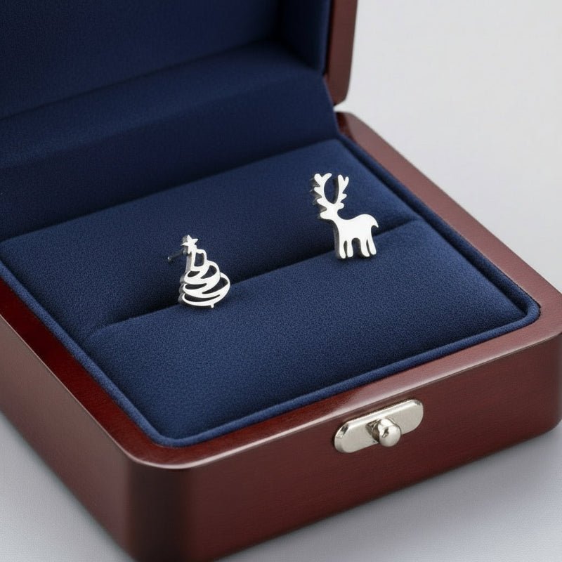 SnowHalo Elegant 925 Silver Christmas Stud Earrings With Festive Shine