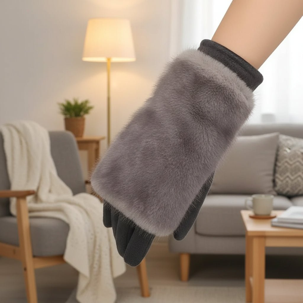 Aurora Elegante Ruskindsvinterhandsker Med Touchscreen Og Pelsfor (Unisex)
