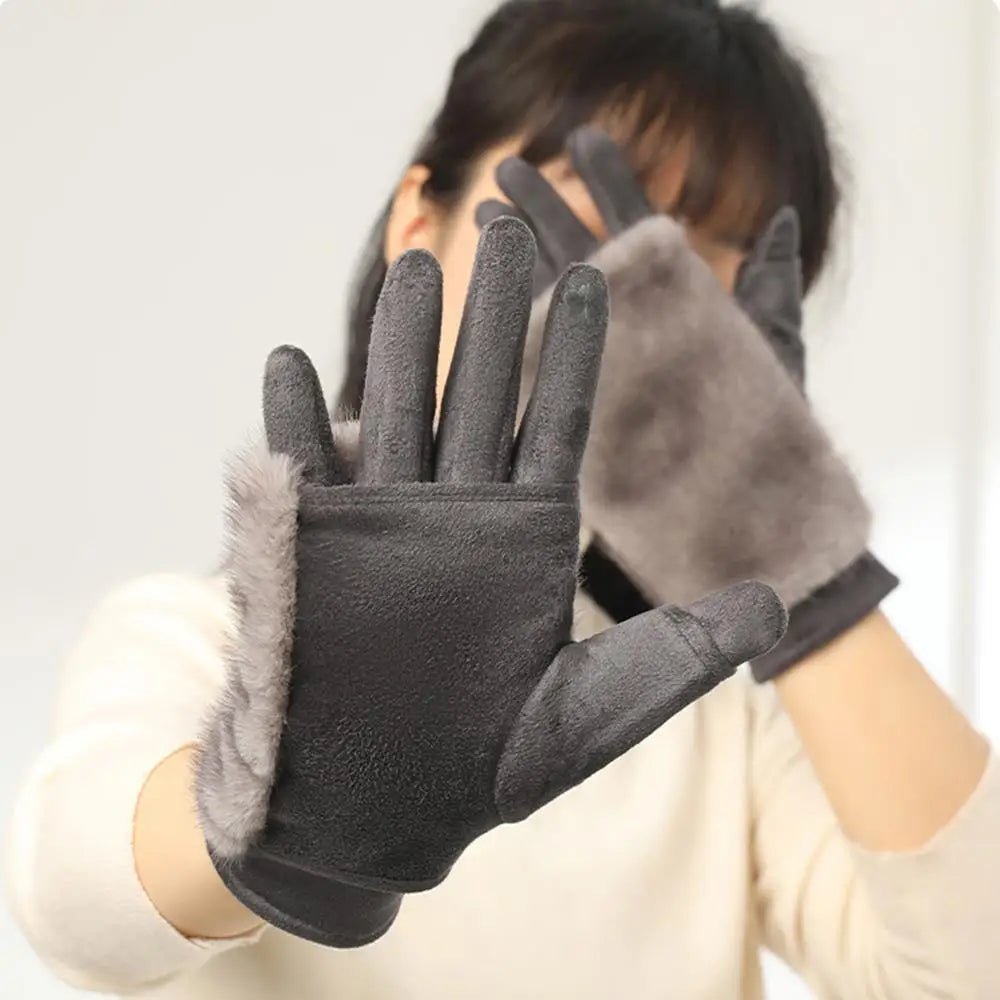 Aurora Elegante Ruskindsvinterhandsker Med Touchscreen Og Pelsfor (Unisex)
