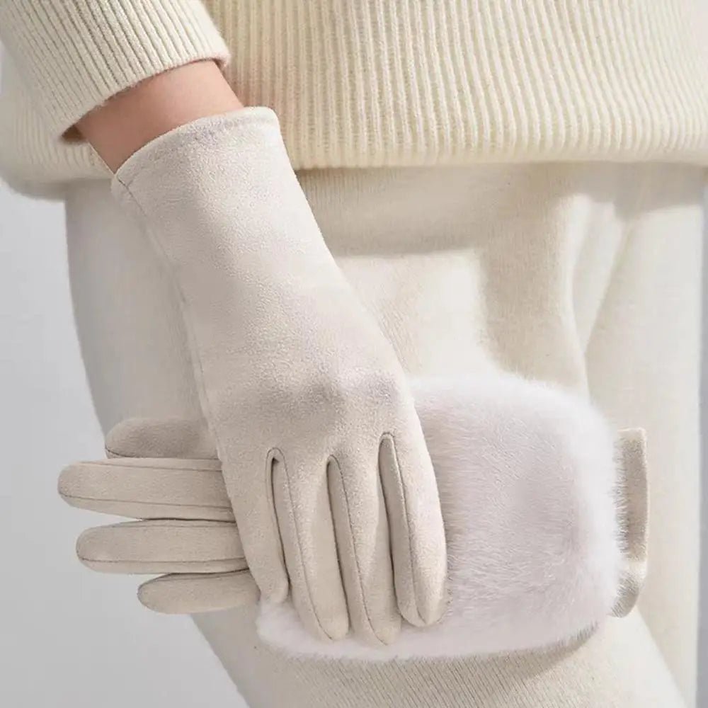 Aurora Elegante Ruskindsvinterhandsker Med Touchscreen Og Pelsfor (Unisex)
