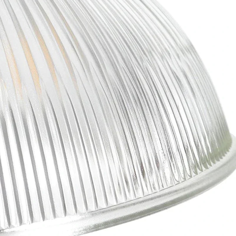 Industrial Farmhouse Ribbed Glass Dome Pendant Light Fixture