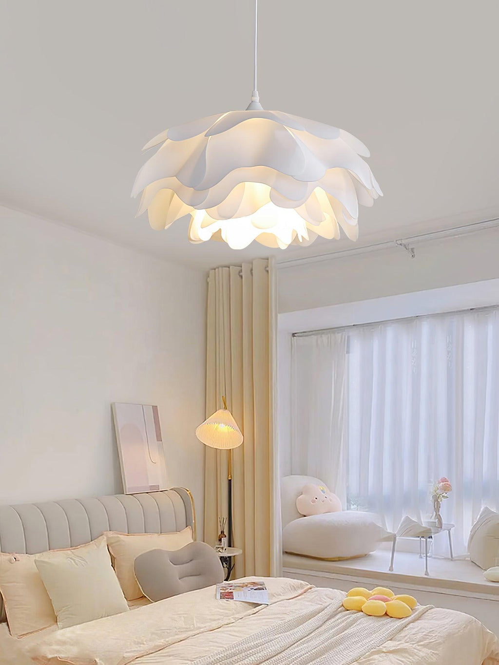 White Blossom Pendant Light With Petal Inspired Design