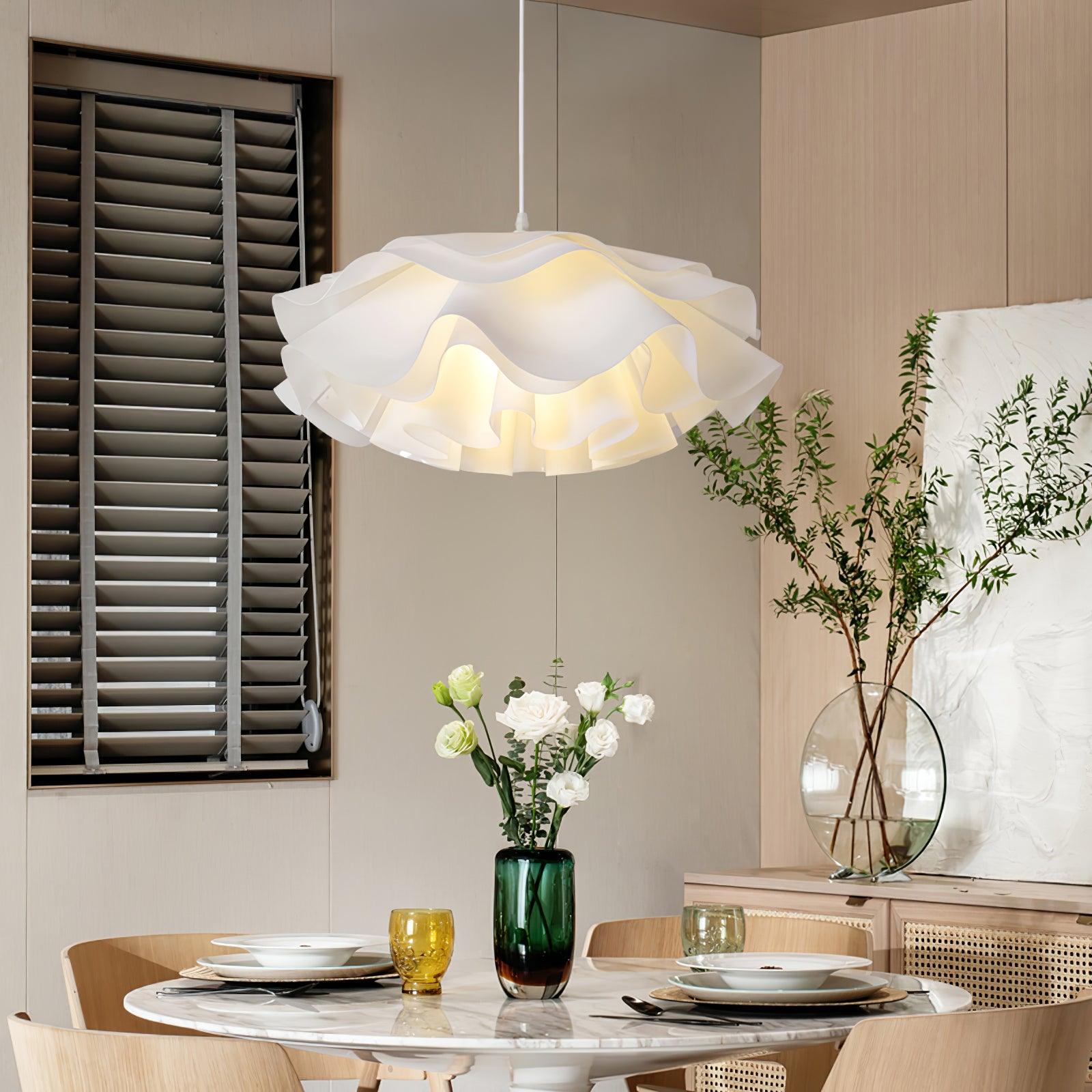 White Blossom Pendant Light With Petal Inspired Design