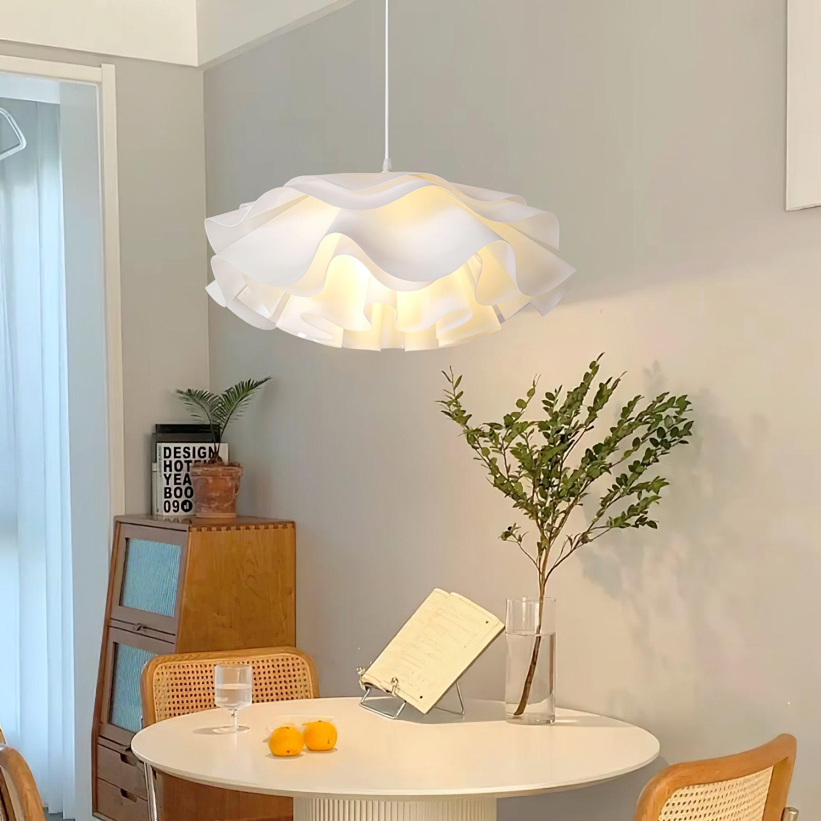 White Blossom Pendant Light With Petal Inspired Design