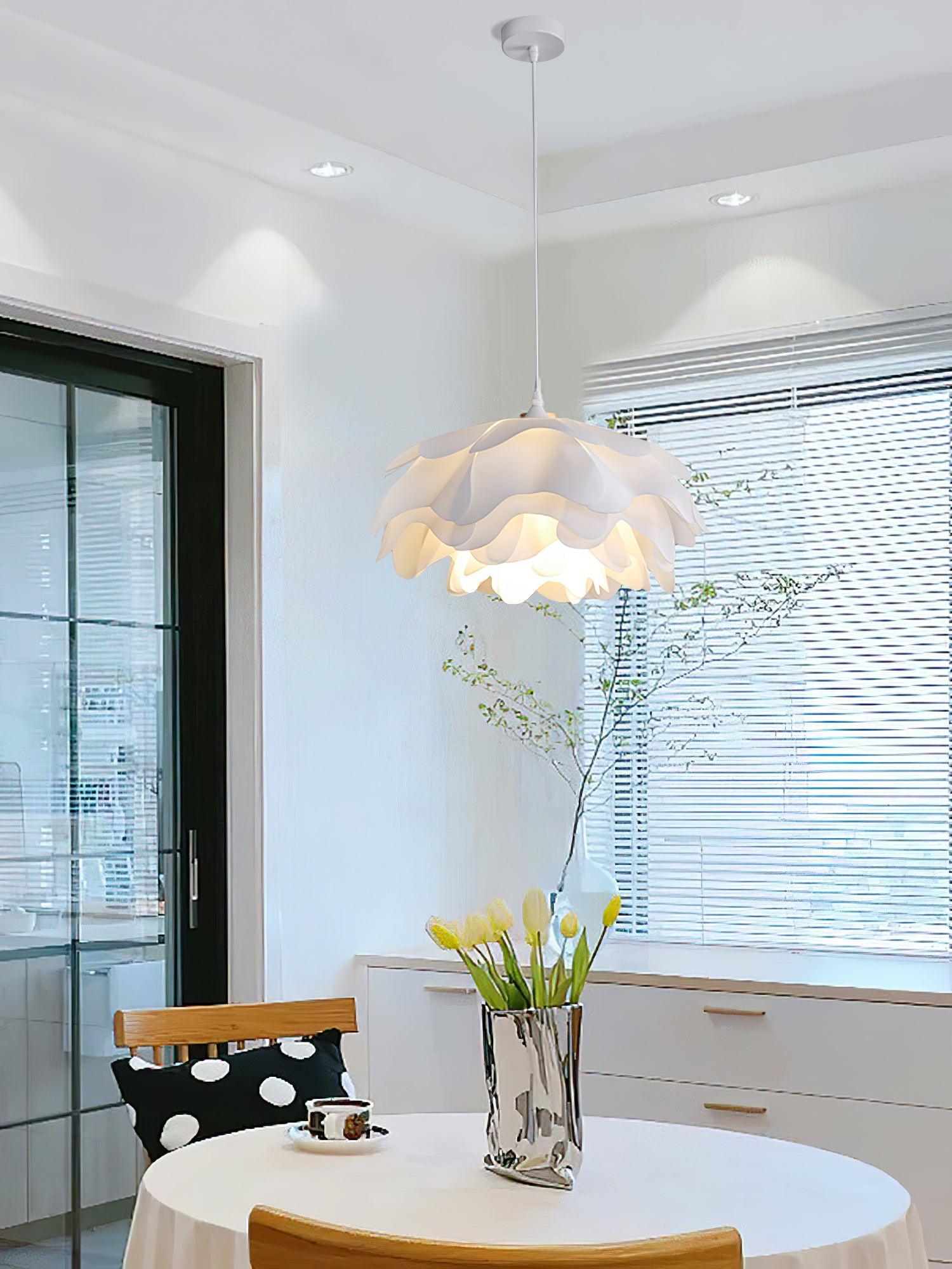 White Blossom Pendant Light With Petal Inspired Design