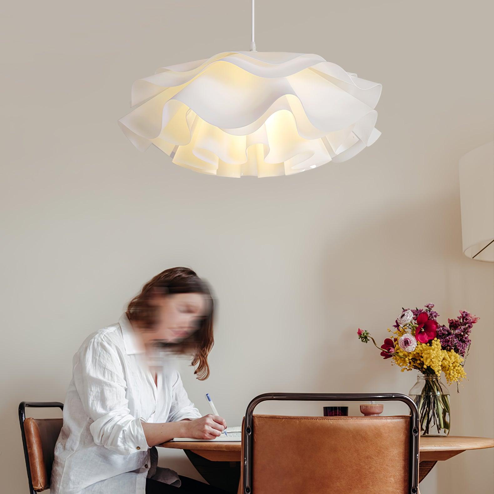 White Blossom Pendant Light With Petal Inspired Design
