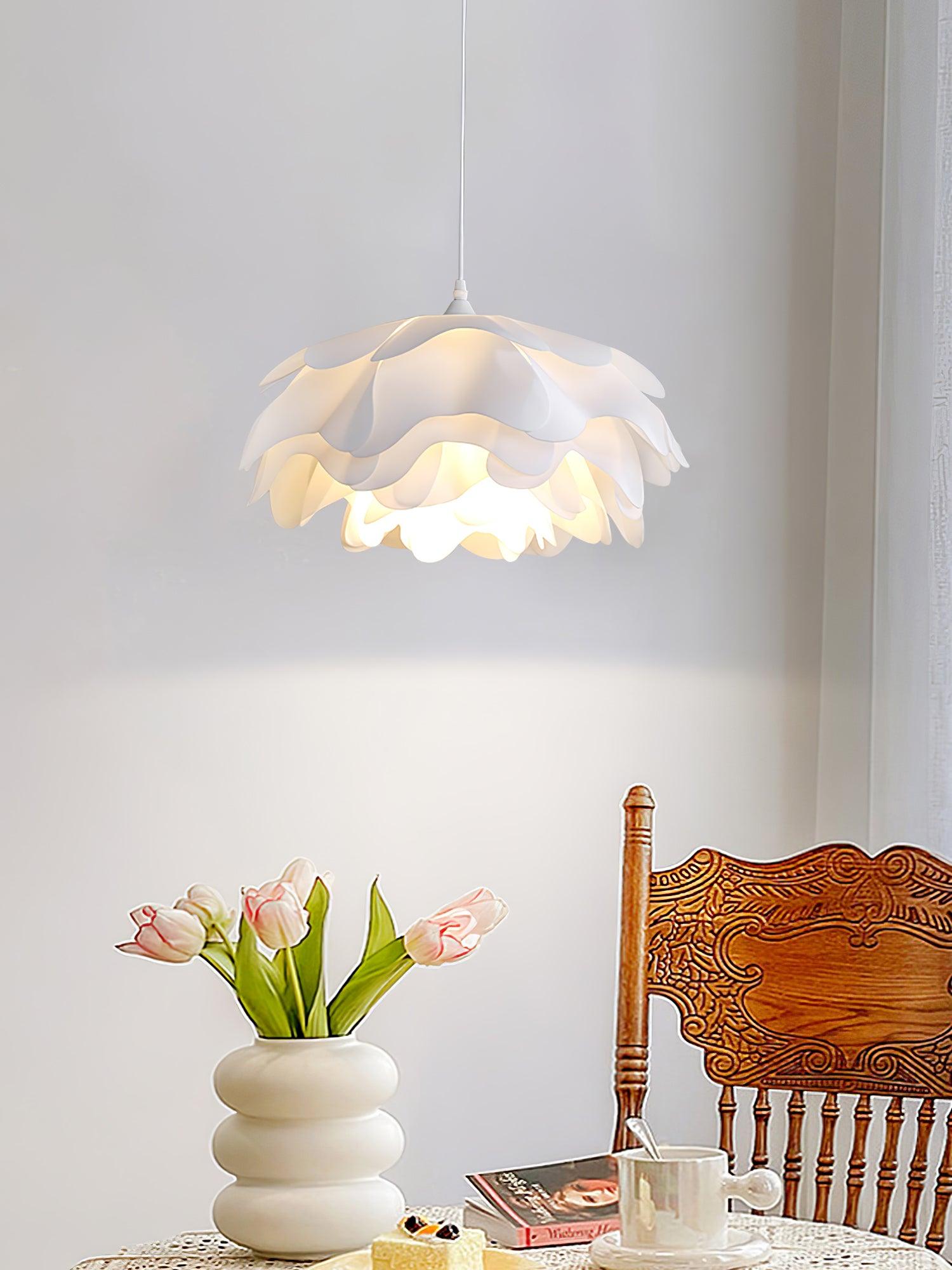 White Blossom Pendant Light With Petal Inspired Design
