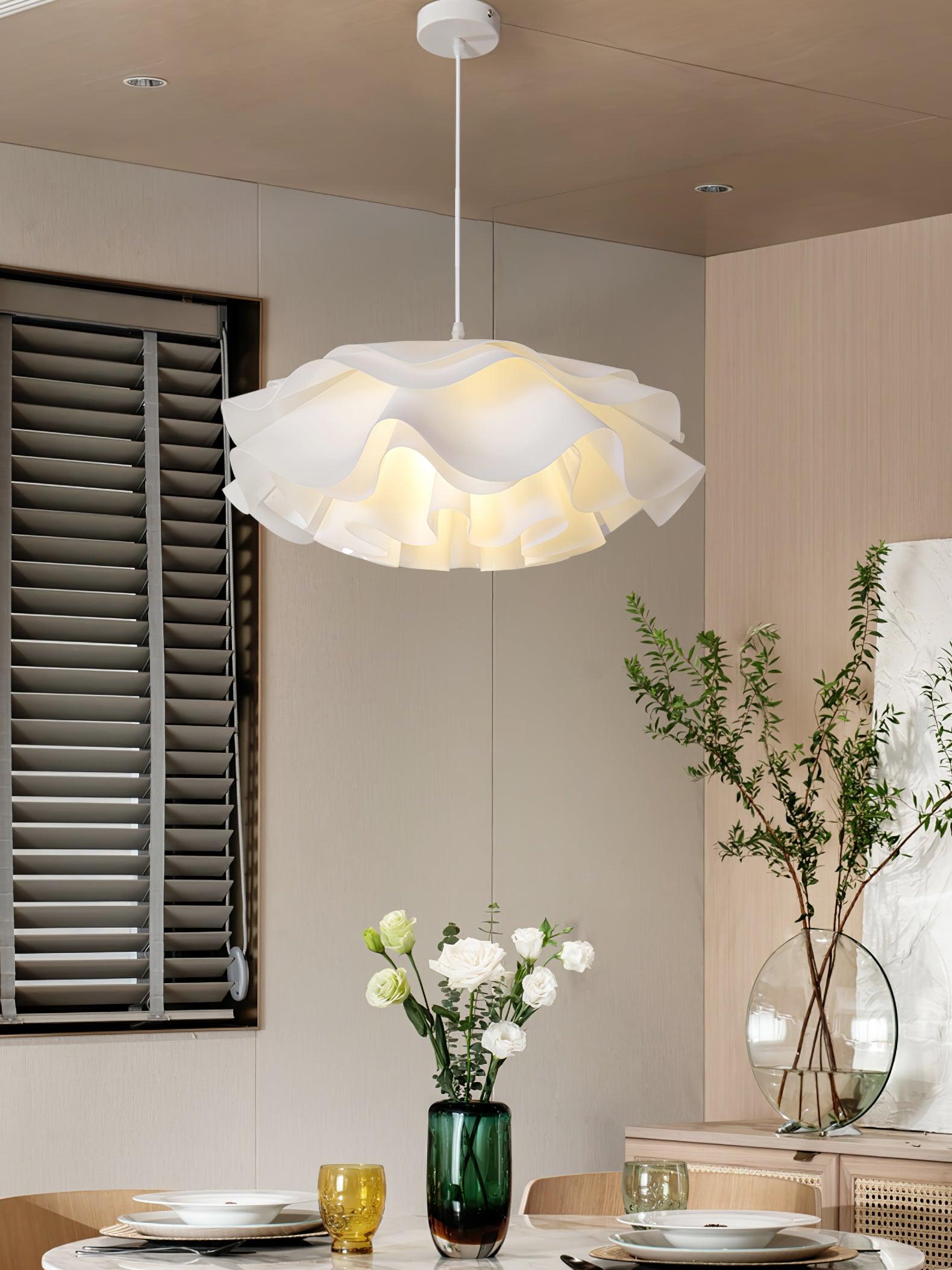 White Blossom Pendant Light With Petal Inspired Design