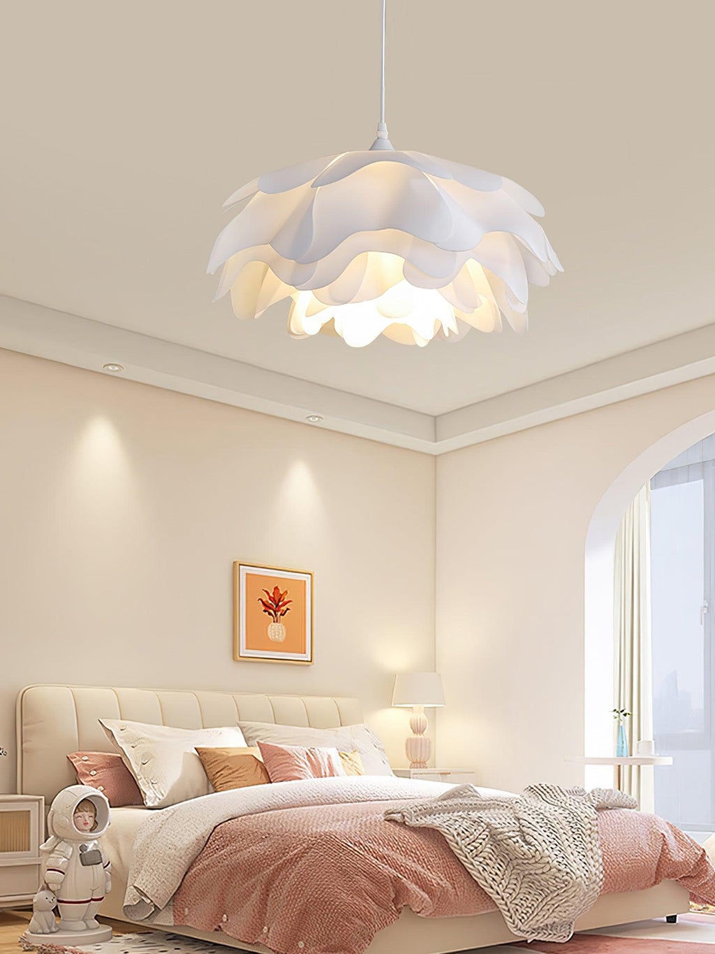White Blossom Pendant Light With Petal Inspired Design