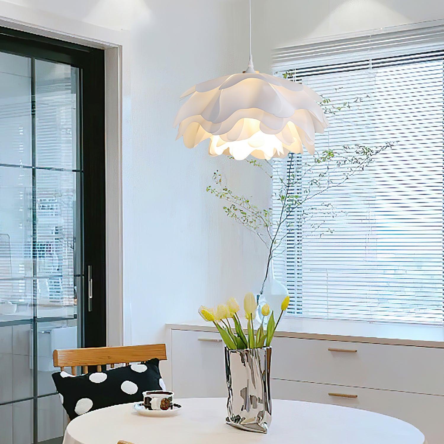White Blossom Pendant Light With Petal Inspired Design