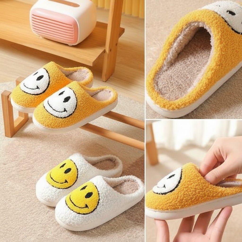 CloudHug Behagelige Vinter Tøfler Med Smiley Ansigt Og Forstærket Silikone Sål
