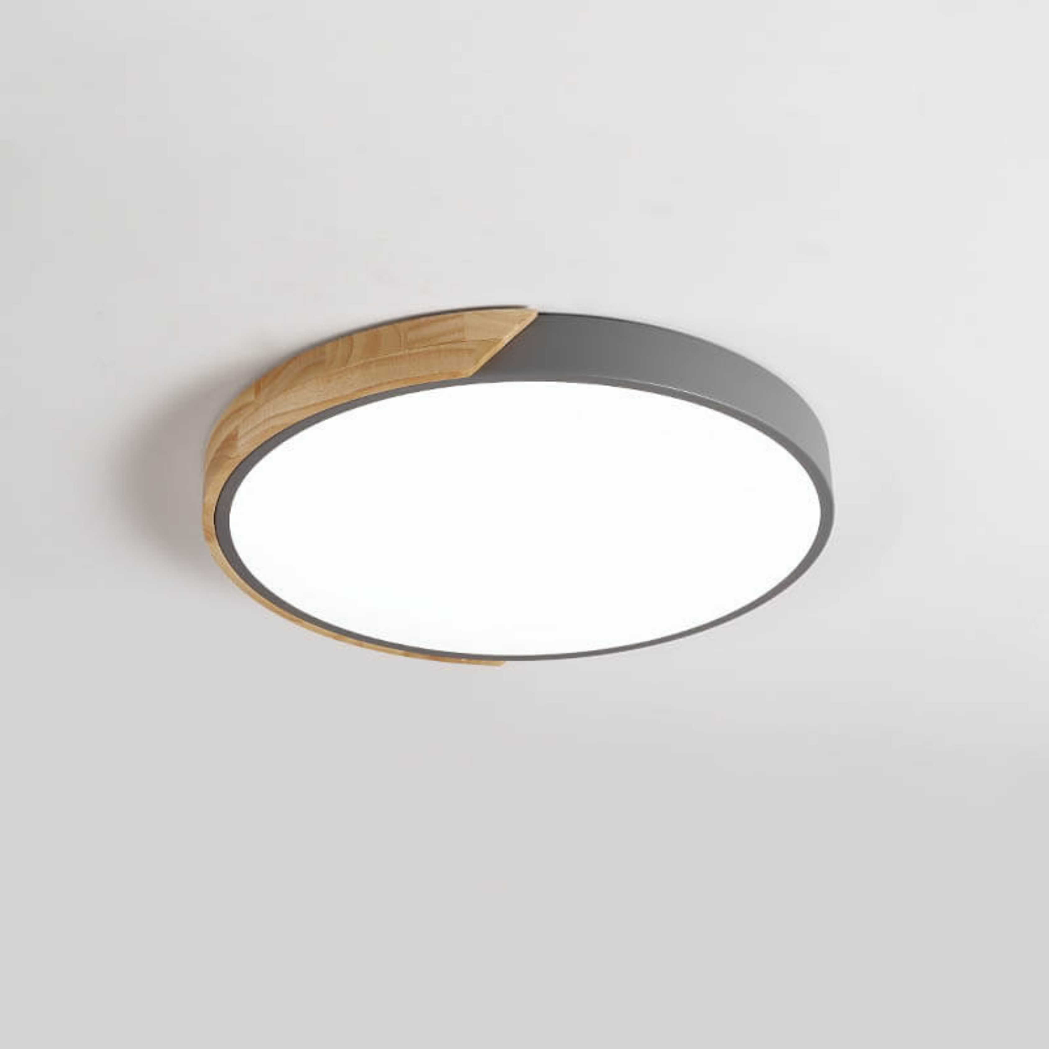 Lumenia Flush Mount Ceiling Light For Living Room With Dimmable LED And Wood Accent