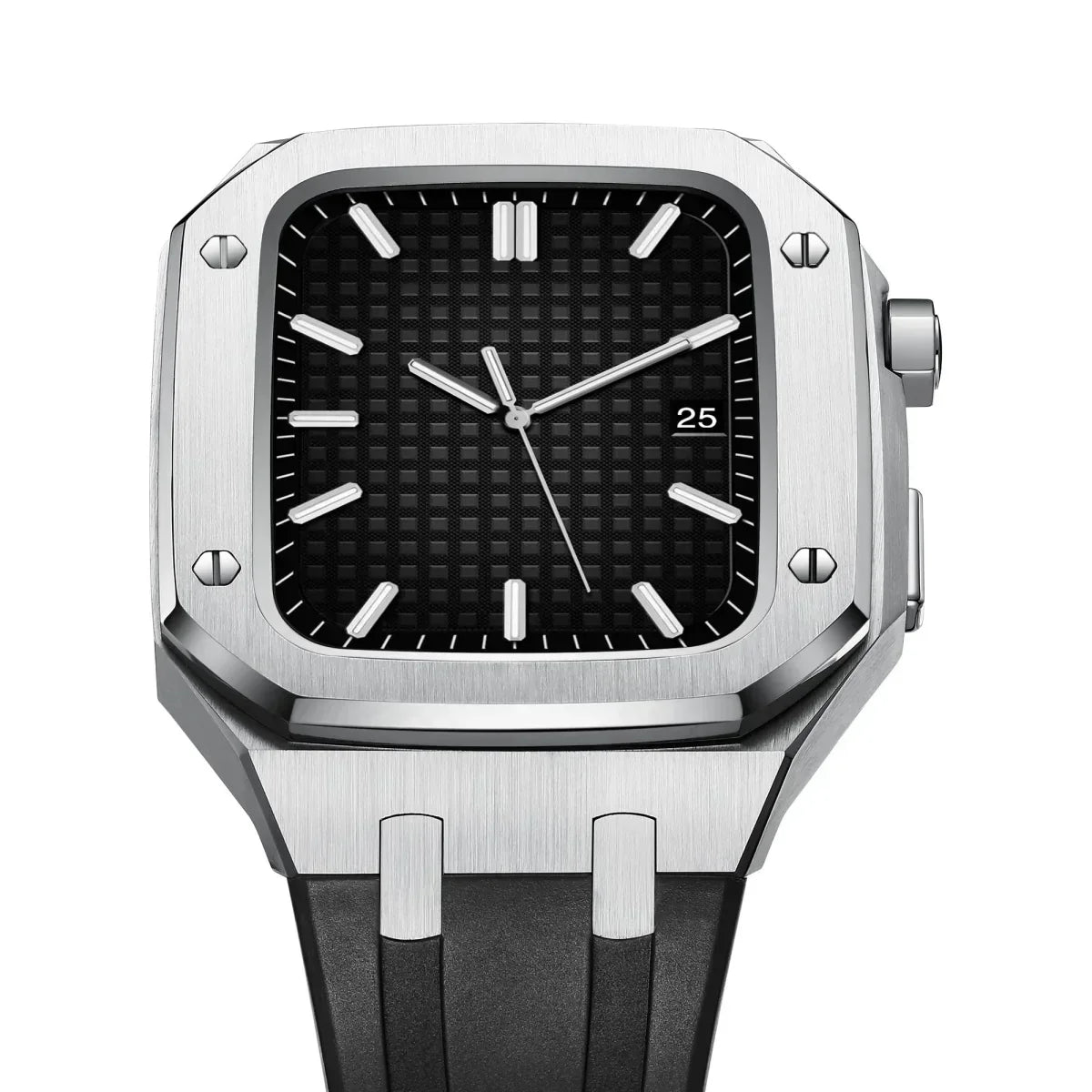 Kit cu bandă din silicon AP9009 și carcasă din oțel inoxidabil 316L pentru Apple Watch
