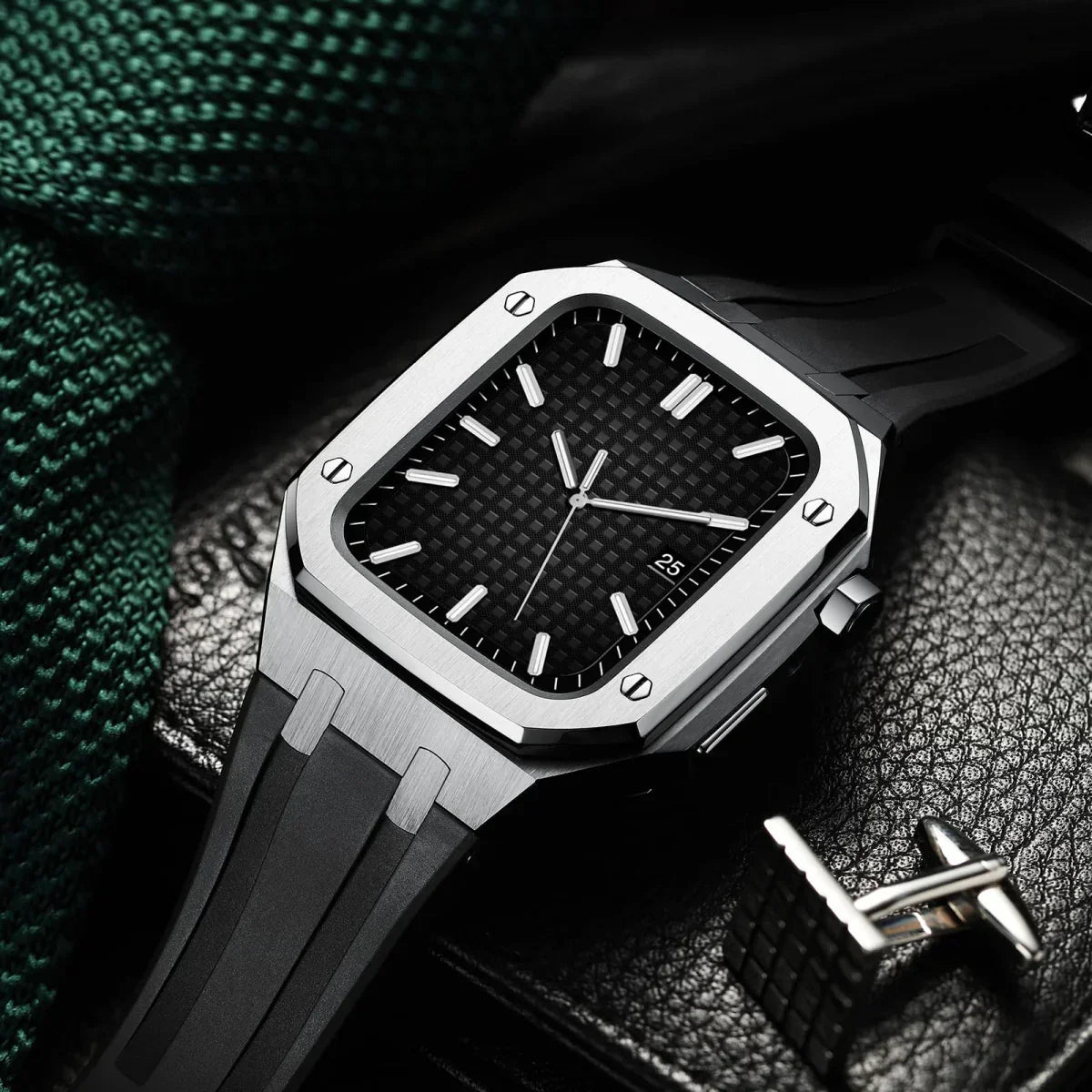 Kit de conversion AP9009 avec bracelet en silicone et boîtier en acier inoxydable 316L pour Apple Watch | Fervei