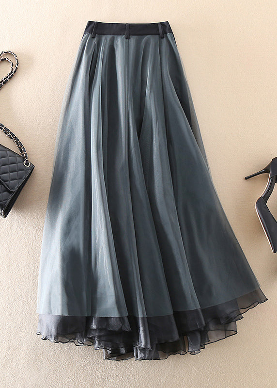 French Grey Patchwork Tulle Skirt For Spring Wardrobe Essentials