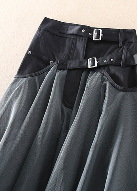 French Grey Patchwork Tulle Skirt For Spring Wardrobe Essentials