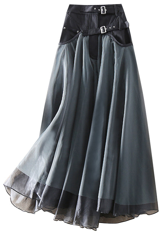 French Grey Patchwork Tulle Skirt For Spring Wardrobe Essentials