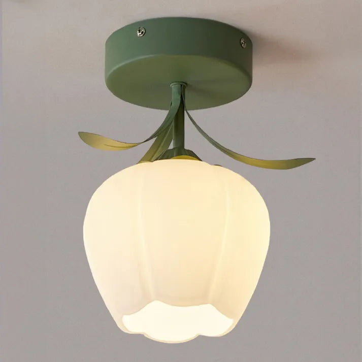 Clarelle Tiffany Style Mini Floral Ceiling Light In Glass And Iron
