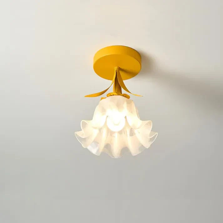Clarelle Tiffany Style Mini Floral Ceiling Light In Glass And Iron