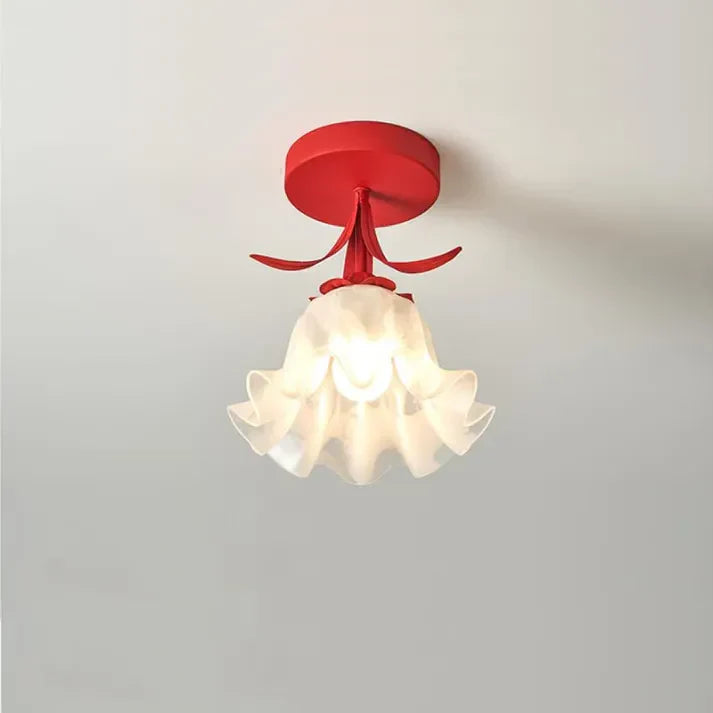Clarelle Tiffany Style Mini Floral Ceiling Light In Glass And Iron