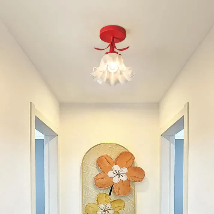 Clarelle Tiffany Style Mini Floral Ceiling Light In Glass And Iron