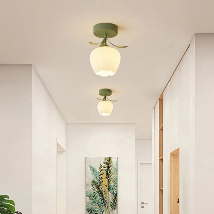 Clarelle Tiffany Style Mini Floral Ceiling Light In Glass And Iron